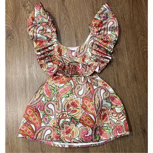 Helen O'Connor Voluminous Cut-out paisley printed Mini Dress Prom Sz 8 NWT$599